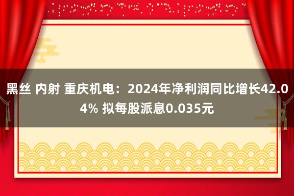 黑丝 内射 重庆机电：2024年净利润同比增长42.04% 拟每股派息0.035元